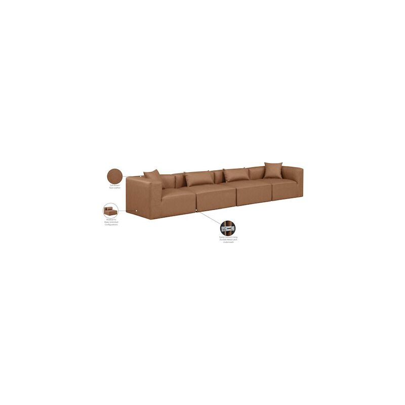 Meridian Furniture Cube Brown Vegan Leather Modular Sofa