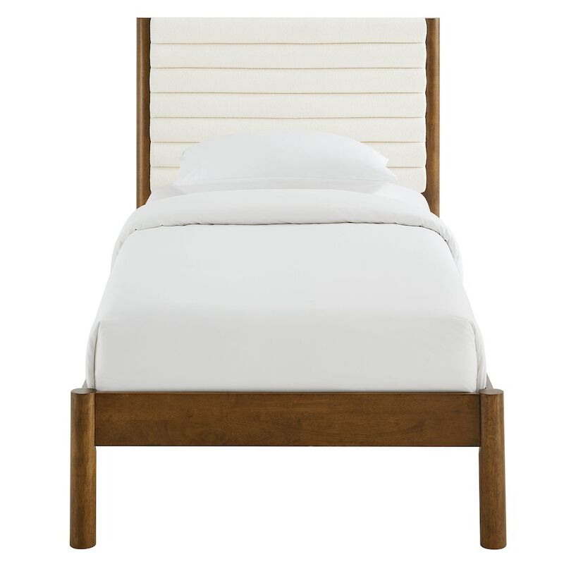 Olea Channel Tufted Boucle Solid Wood Twin Platform Bed image number 5