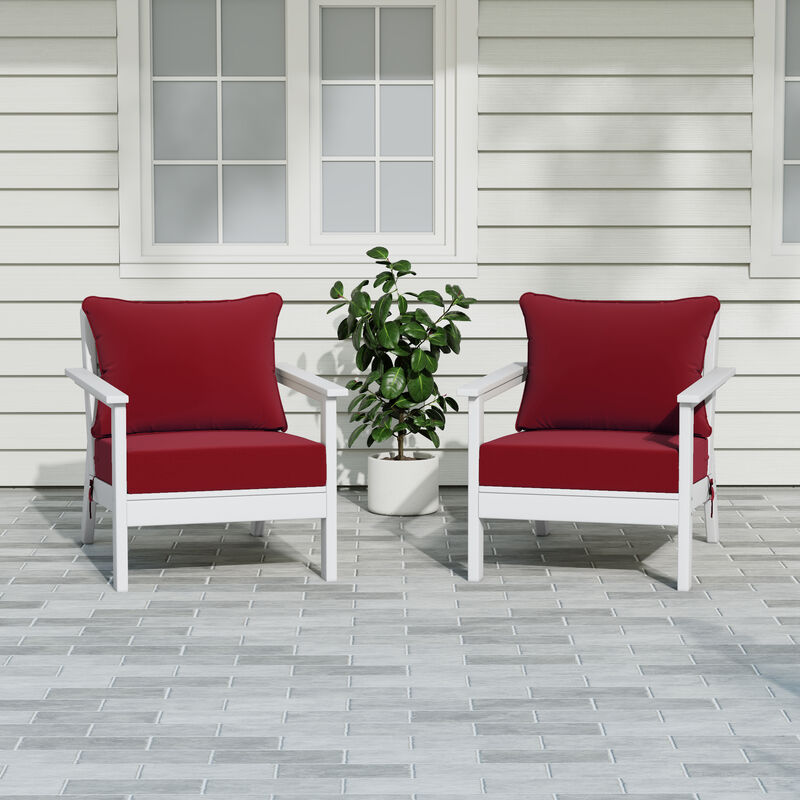 WestinTrends Outdoor Modern HDPE Patio Club Chairs with Deep Seat Cushions (Set of 2)