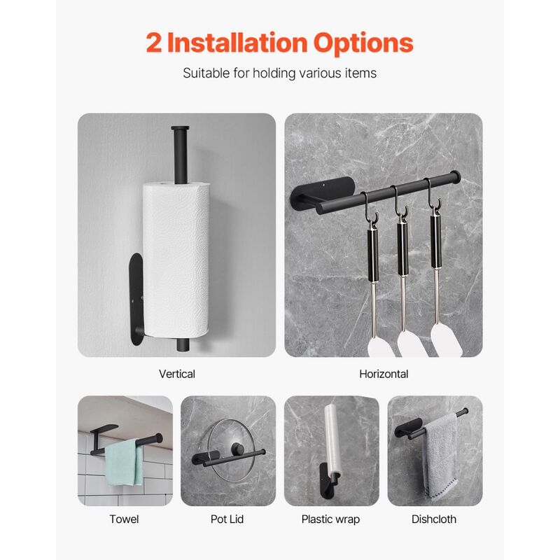 Durable Stainless Steel Paper Towel Holder for Kitchen Cabinet Mount