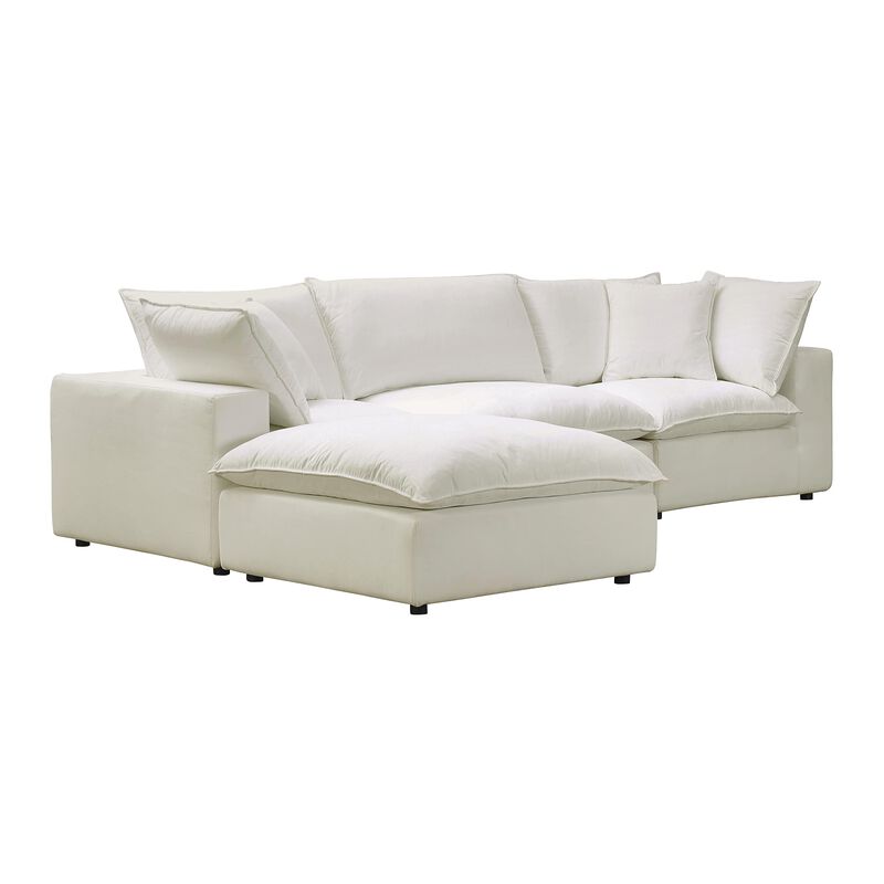 TOV Furniture Cali Natural Upholstered Ottoman in LiveSmart Performance Fabric image number 4