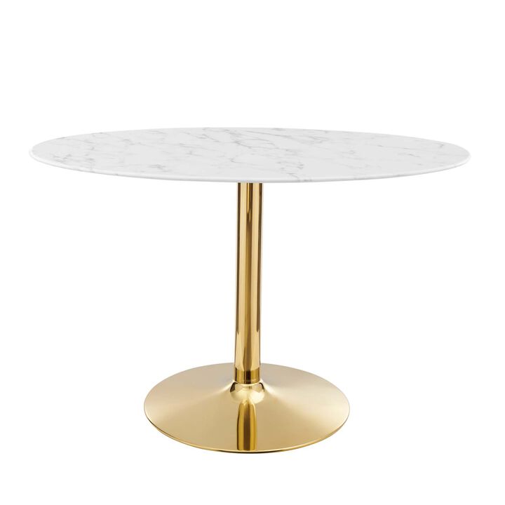 Modway - Verne 48" Oval Artificial Marble Dining Table Gold White