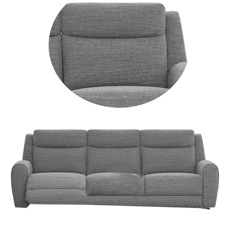 Cory Manual Recliner Sofa, 87 Inch, Solid Wood, Light Gray Polyester image number 4