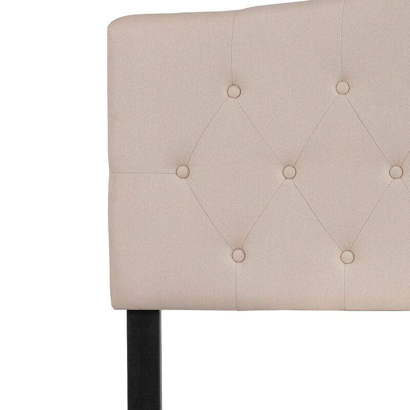 Flash Furniture Cambridge Tufted Upholstered Full Size Headboard in Beige Fabric