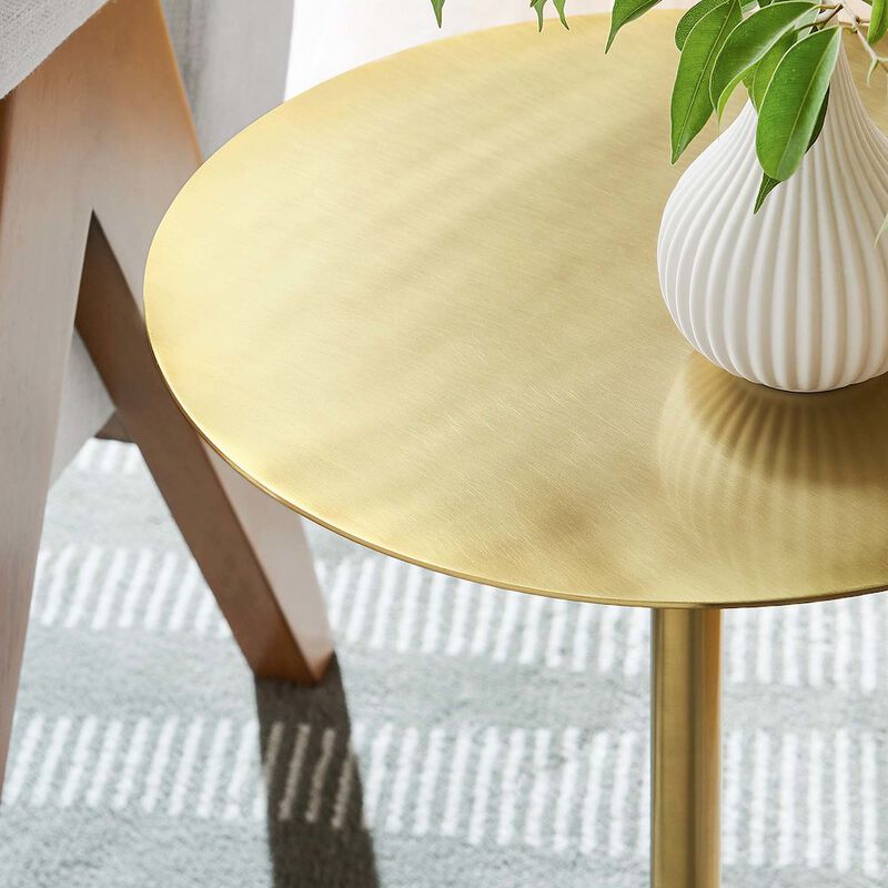 Aliza Round White Marble Side Table image number 9