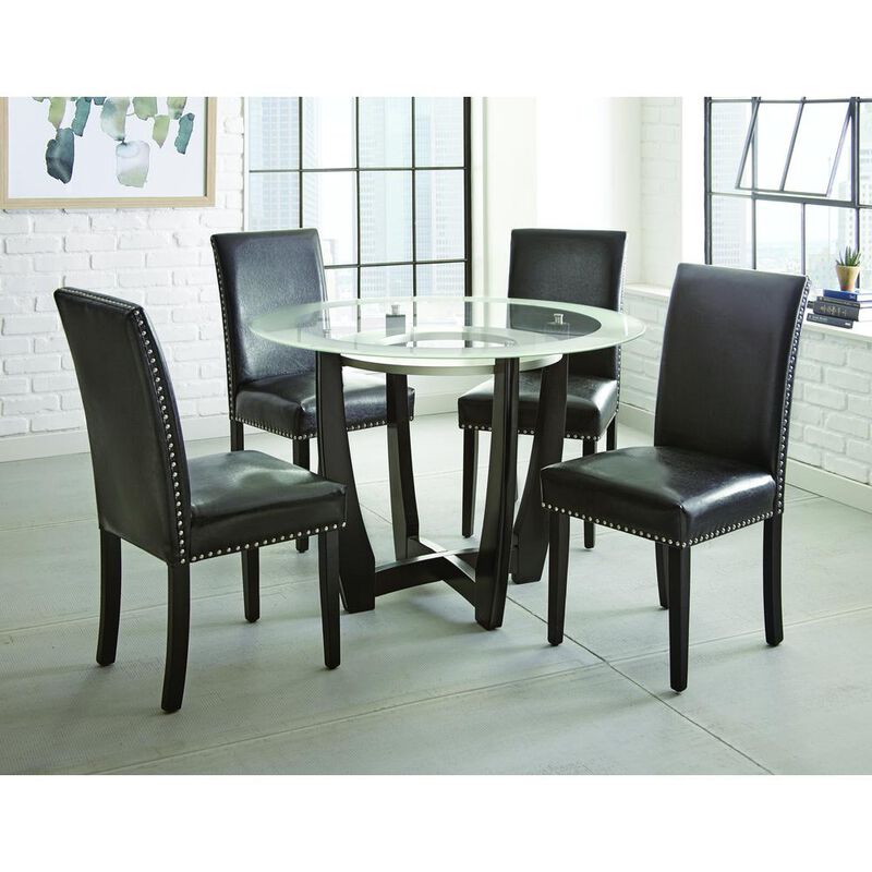 Verano Espresso Side Chairs with Black Vinyl