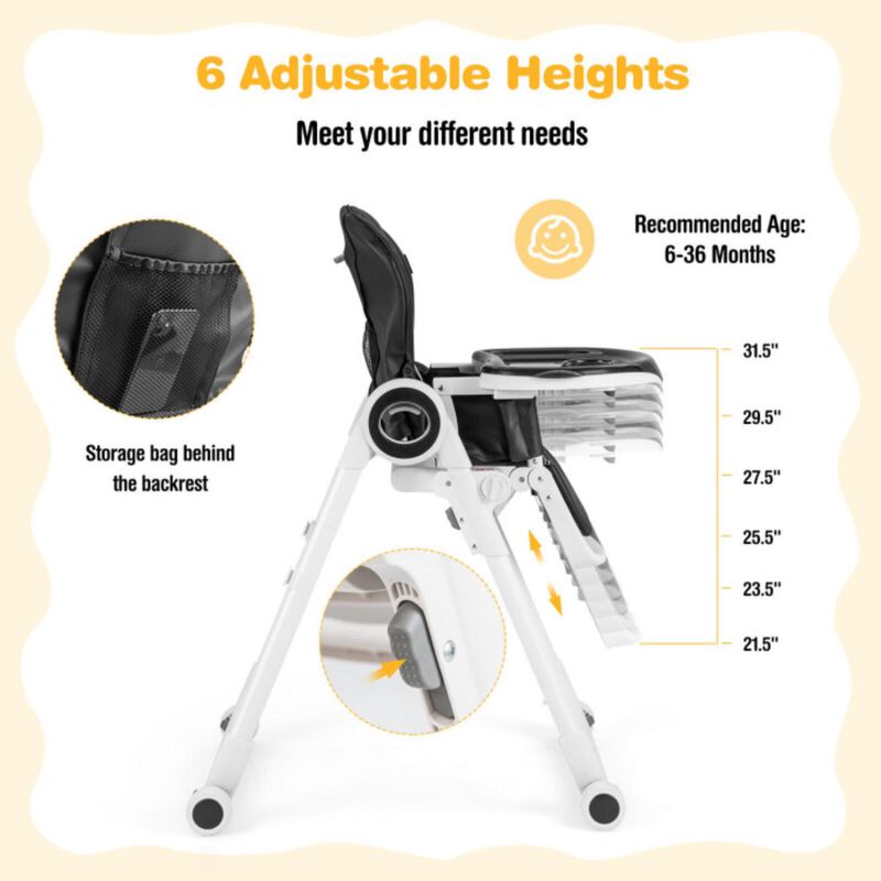 Hivvago Baby High Chair Foldable Feeding Chair with 4 Lockable Wheels