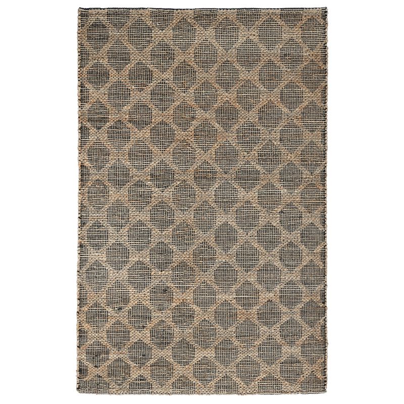 Ona 5 x 8 Handwoven Medium Area Rug, Black and Brown Diamond Lattice Design