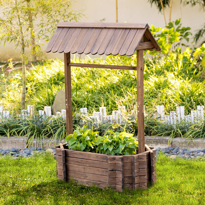 Hivvago Wishing Well Raised Garden Planter for Outdoor Flowers image number 1