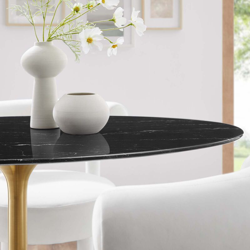 Modway - Lippa 48" Oval Artificial Marble Dining Table Gold Black