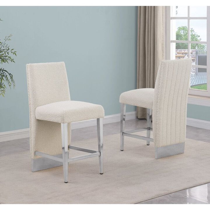 Best Quality Furniture Luxe Cream boucle barstools - Set of 2
