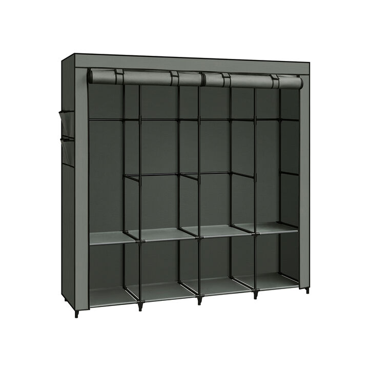 Portable Closet Wardrobe with 4 Hanging Rods and Shelves &ndash; Freestanding Clothes Organizer for Bedroom or Storage Room