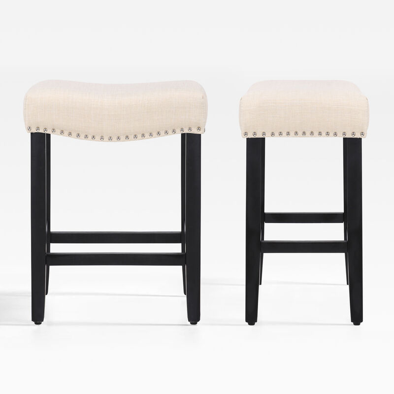 WestinTrends 24" Upholstered Saddle Seat Counter Stool (Set of 2)
