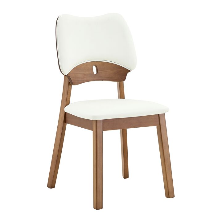 Whisen 2-Pack Solid Wood Dining Chairs with Hollow Out Backrest, PU Leather Upholstered Chairs for Dining Room, Kitchen, Living Room