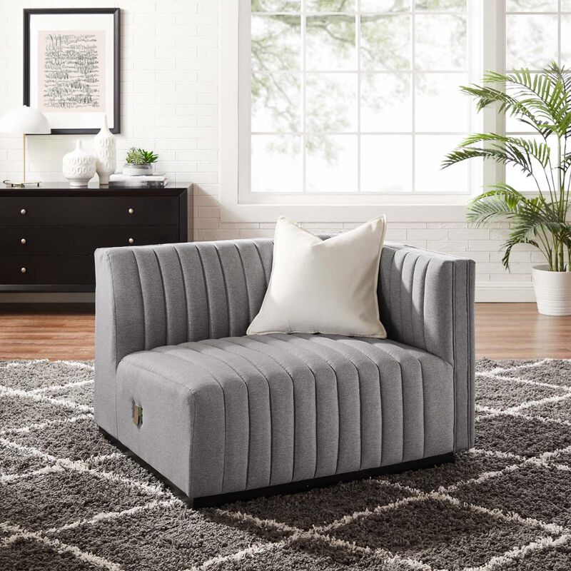 Conjure Channel Tufted Upholstered Fabric Right-Arm Chair image number 1