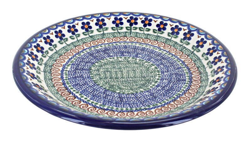 Blue Rose Polish Pottery Aztec Flower Dinner Plate