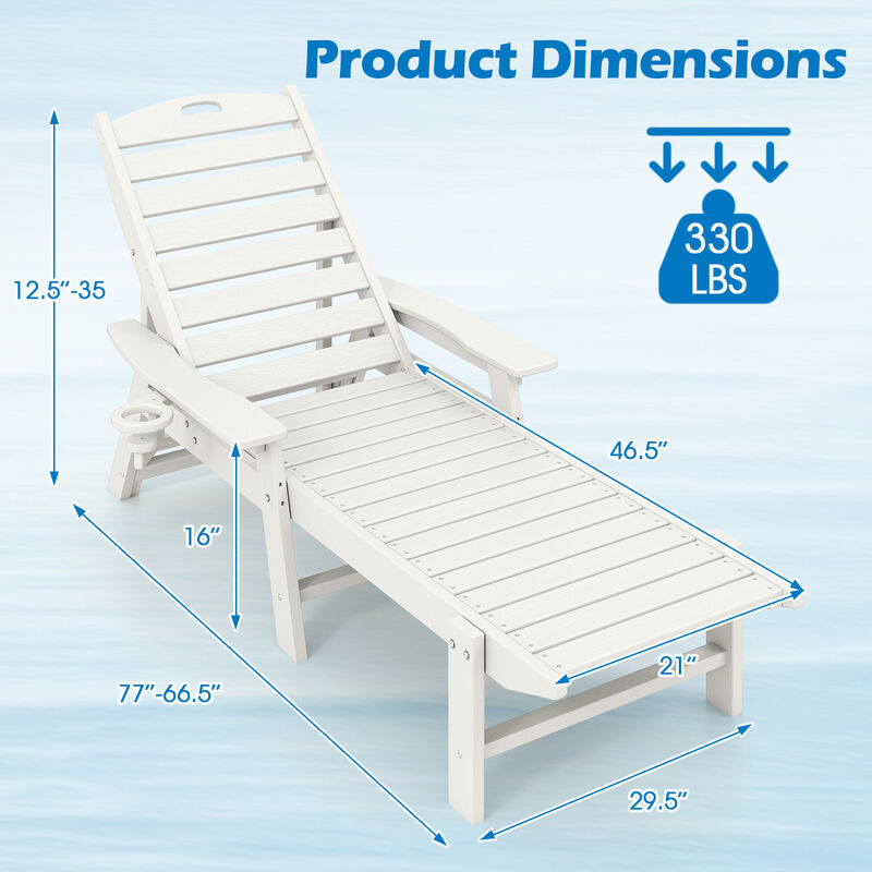 Patio Chaise Lounge Chair with 4 Position Backrest