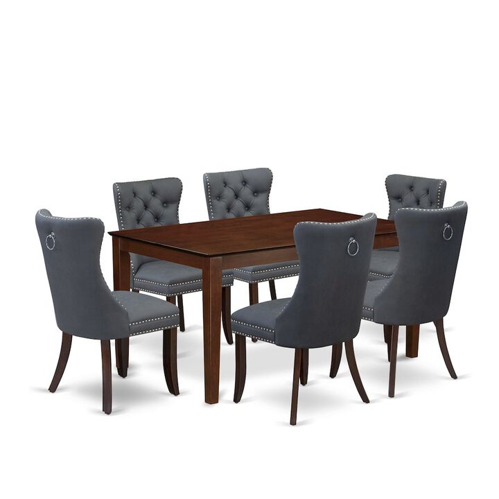 7 Piece Kitchen Table Set Consists of a Rectangle Modern Dining Table