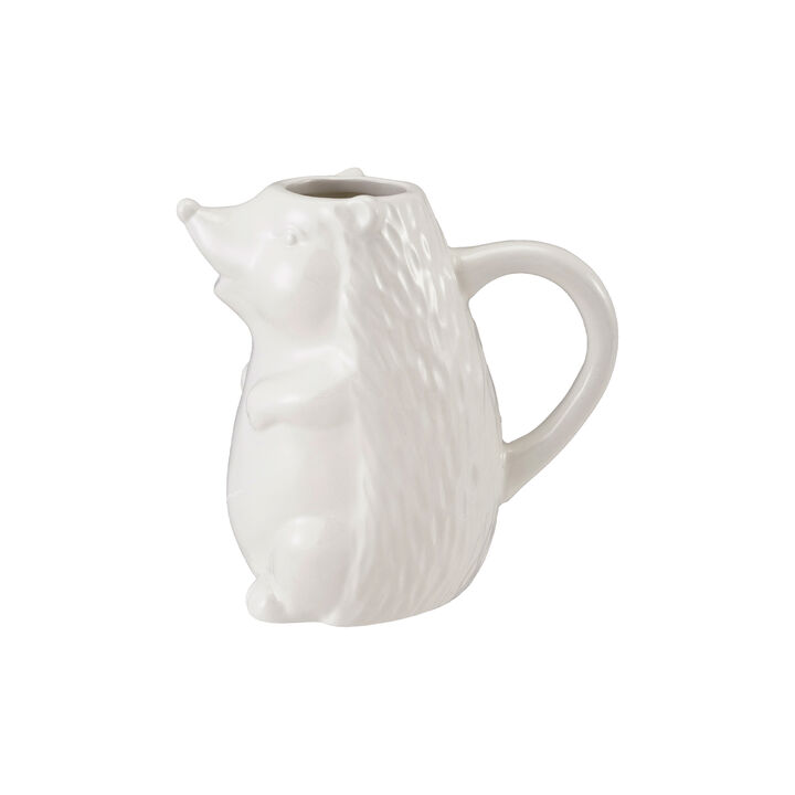 Artisan Dolomite Hedgehog Creamer in White Glaze