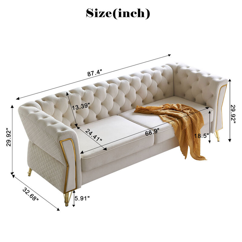 Modern Tufted Velvet Sofa For Living Room Color image number 9