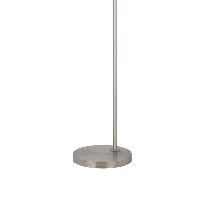 Ashy 68 Inch Floor Lamp, Gooseneck LED, White Shade, Bronze Arc Pole - Benzara