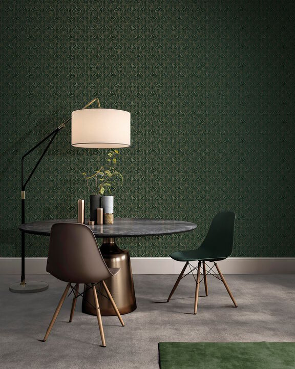 Boutique Fan Green Wallpaper F-AF7006