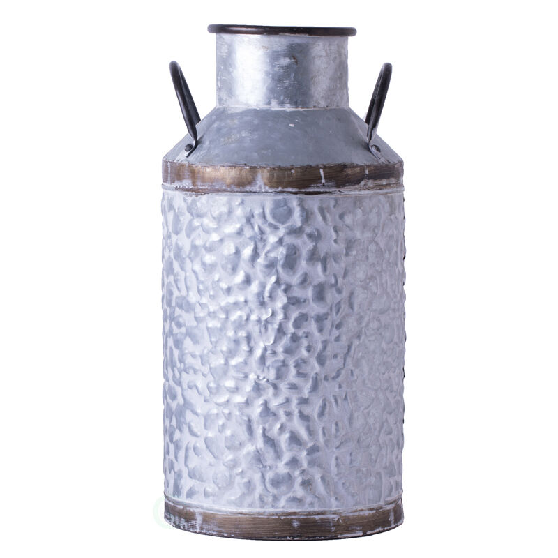 Rustic Farmhouse Style Galvanized Metal Milk Can Decoration Planter and Vase, Large