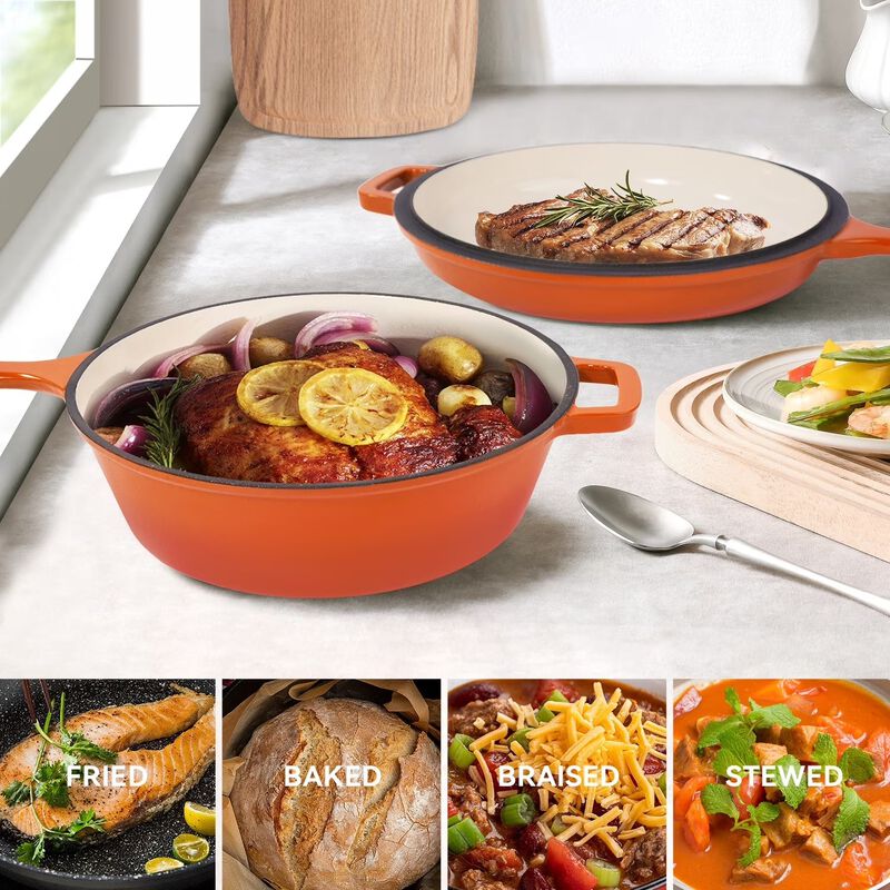 2-in-1 Enameled Dutch Oven & Skillet Set image number 2