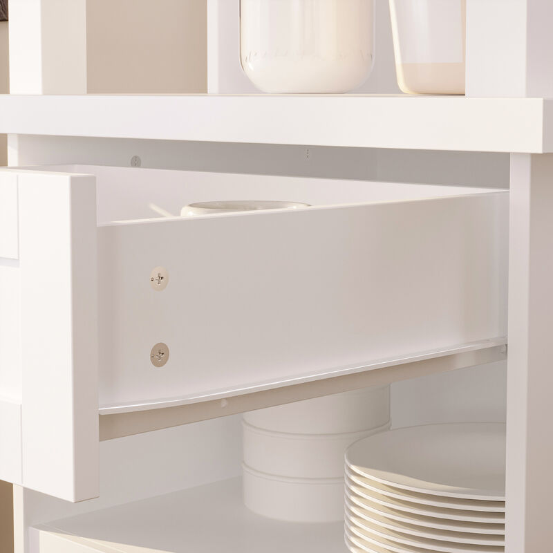FUFU&GAGA Modern Storage Cabinet with Drawer and 4 Open Shelves, Versatile Kitchen Organizer or Serene Shrine (21.4 in. W x 18.4 in. D x 70.9 in. H), White