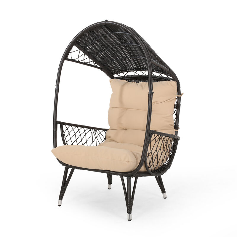 Merax Outdoor Wicker Standing Basket Chair with Cushion