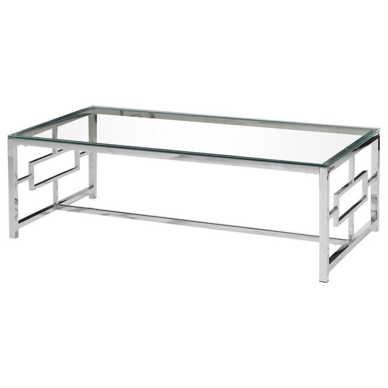 Best Master Furniture Best Master Stainless Steel and Glass Coffee Table in Silver Base/Clear