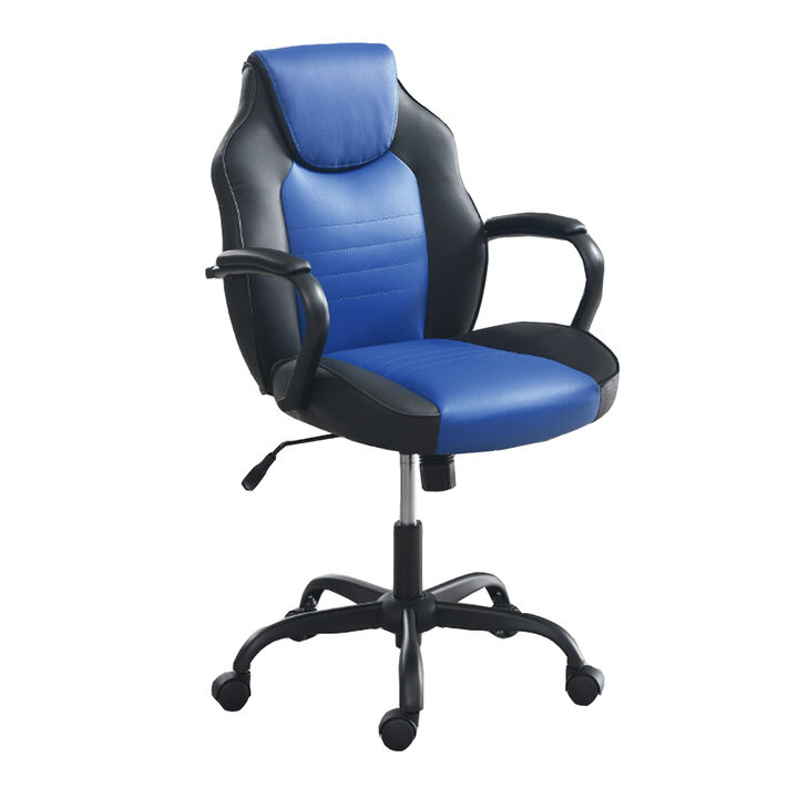 Office Chair with Padded Armrests in Black and Blue