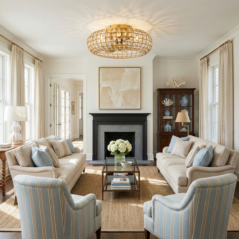 19.7" Modern Gold Crystal Reversible Caged Ceiling Fan with Light and Remote image number 4