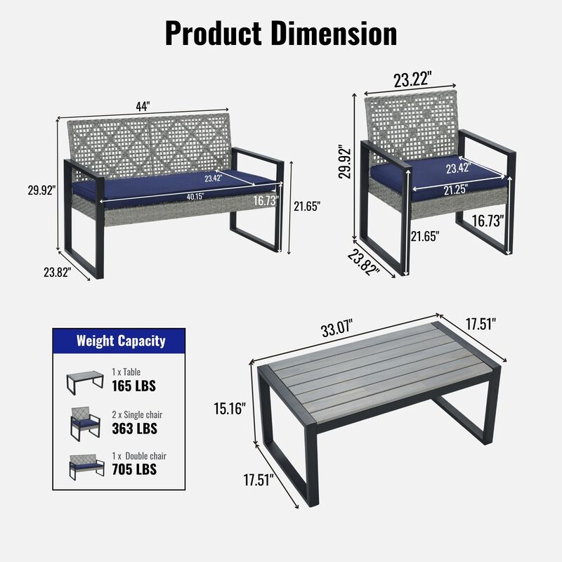 TATEUS 4 Piece Patio Seating Set image number 2