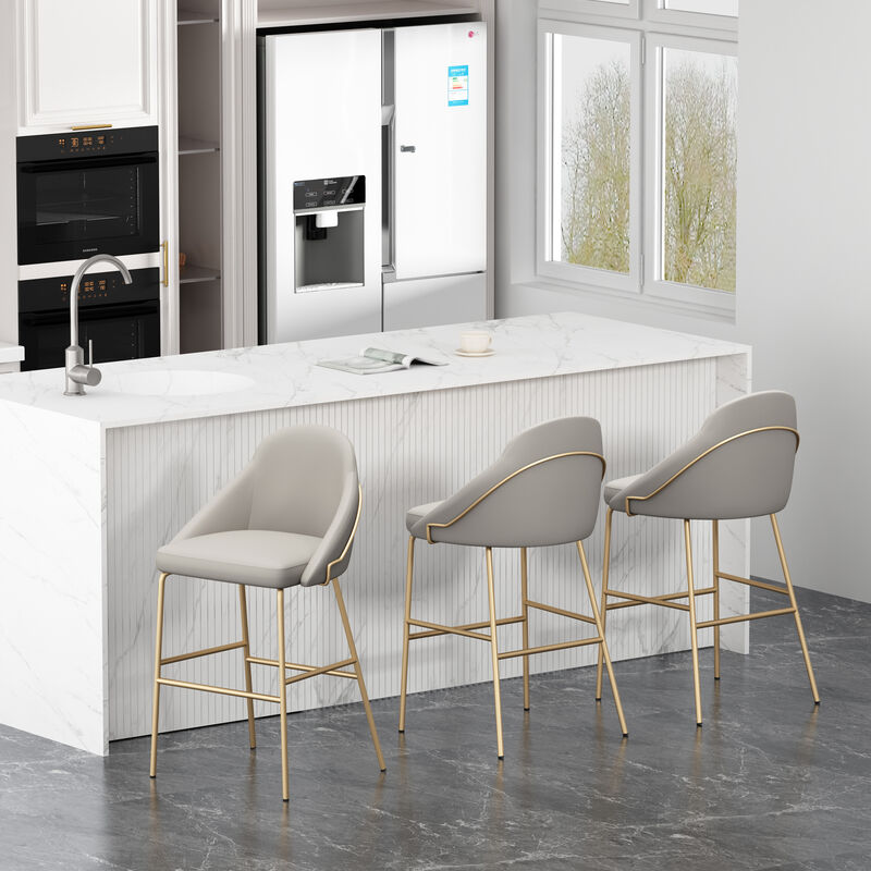 Gracie Barstools in Gray and Gold (Set of 3)