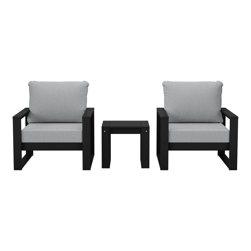 WestinTrends Outdoor Modern 3-Piece HDPE Patio Sofa Set with Side Table image number 0