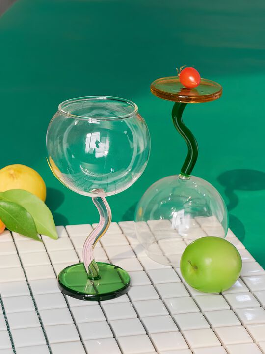 Handblown Bubble Wine Glass