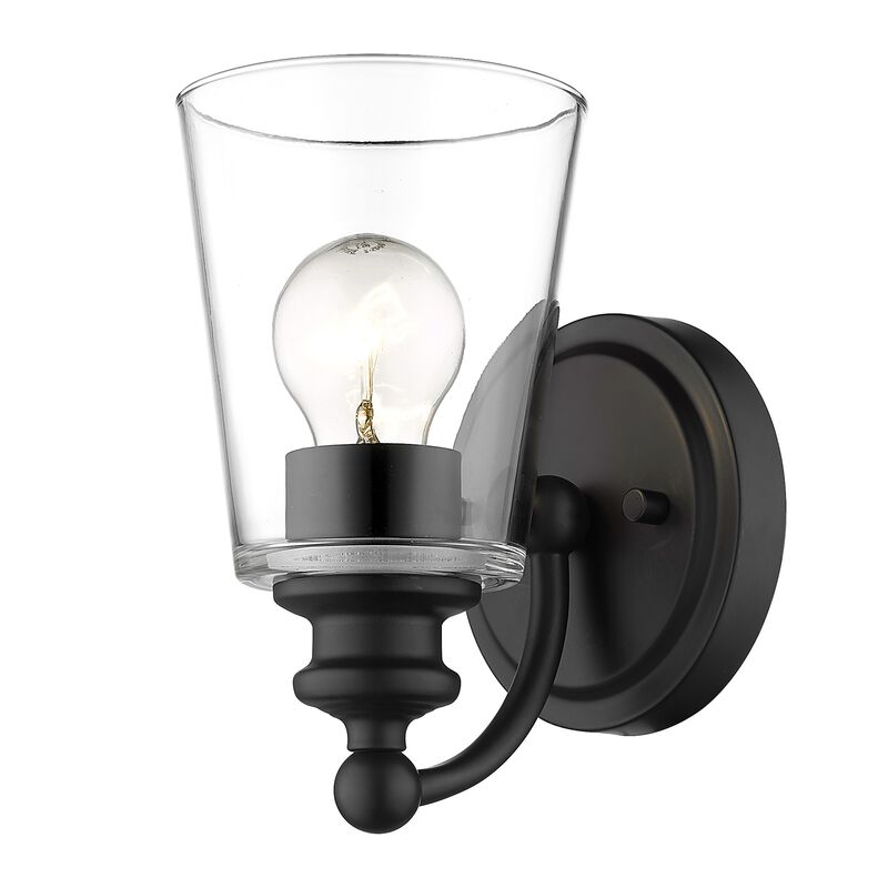 Hivvago One Light Matte Black Glass Shade Wall Sconce