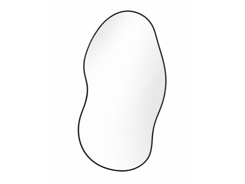 Black Wavy Irregular Wall Mirror 36x24 Inch Decorative Alloy Frame Mirror image number 0
