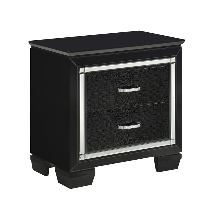 Streamdale Chic 1-Drawer Nightstand with Alligator-Embossed Fronts