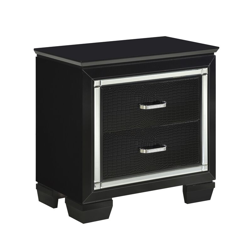 Streamdale Chic 1-Drawer Nightstand with Alligator-Embossed Fronts