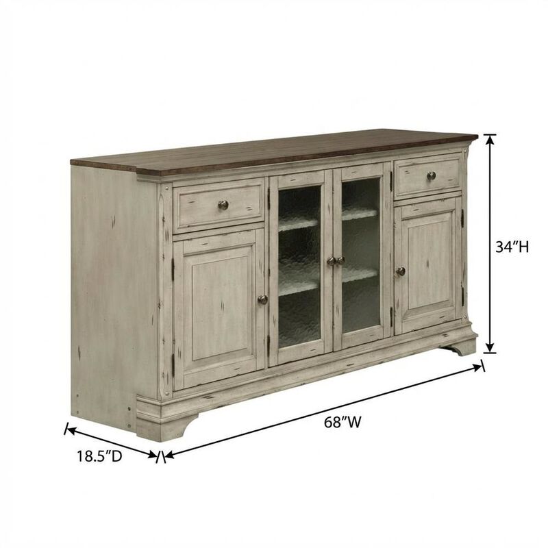 Liberty Furniture Antique White TV Stand, Wirebrushed Tobacco Accents, Traditional Style image number 6