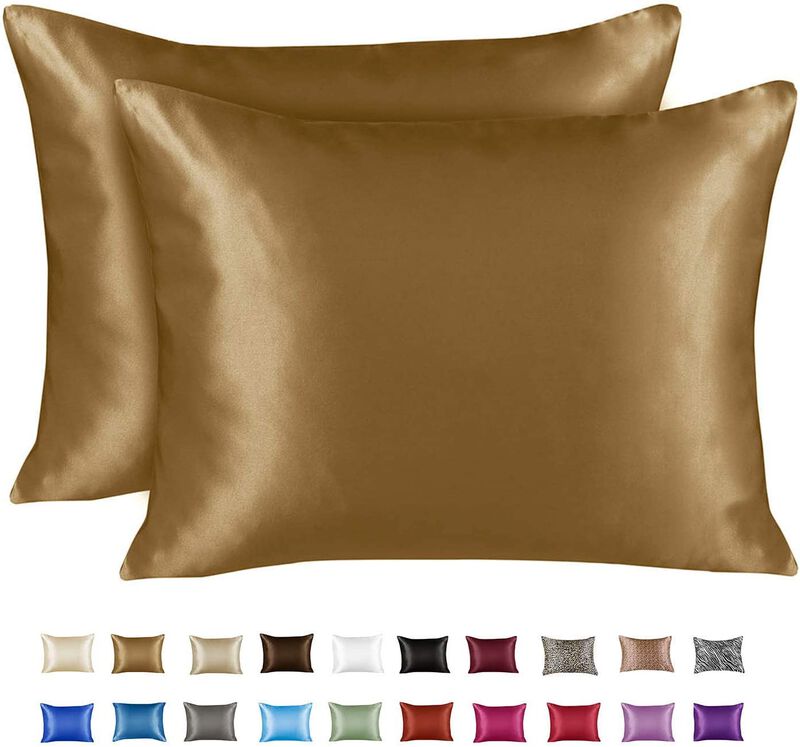 Satin Pillow Case with Zipper - Luxury Pillow Cover (Pillowcase Set of 2)