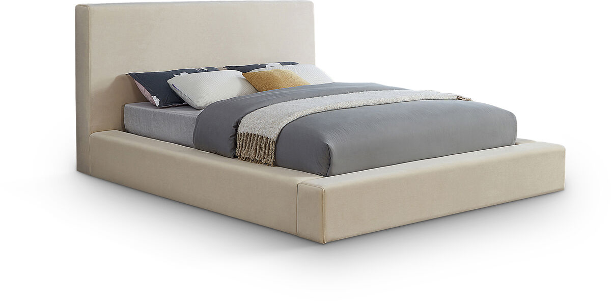 Meridian Furniture Dorian Cream Velvet Full Bed