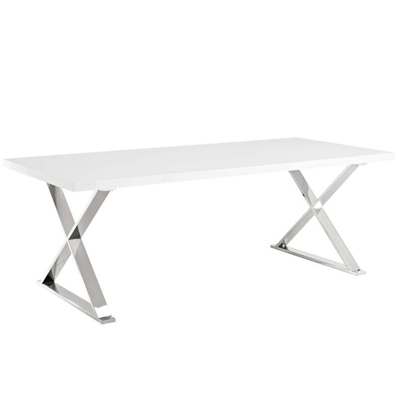 Modway - Sector Dining Table White Silver image number 1