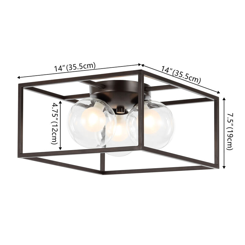 Kyle Modern Farmhouse Metal/Iron Open-Caged LED Flush Mount