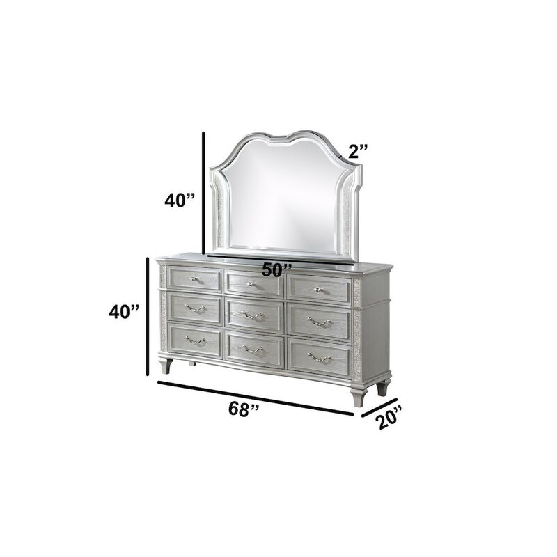 Best Quality Furniture 4 Piece Silver Eastern King Panel Bedroom Set ( Ekb+Dresser+Mirror+Ns)