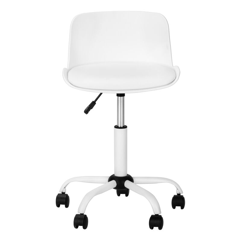 Monarch Specialties I 7463 Office Chair, Adjustable Height, Swivel, Ergonomic, Computer Desk, Work, Juvenile, Metal, Pu Leather Look, White, Contemporary, Modern
