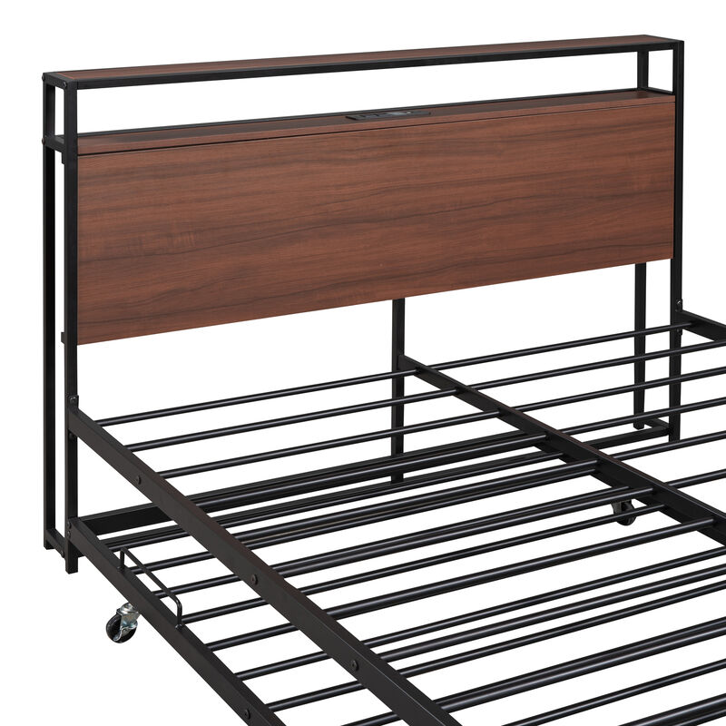 Merax Metal Platform Bed Frame with Trundle