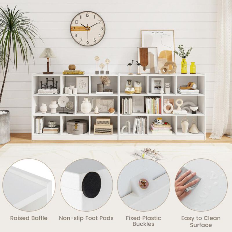 Hivvago 3-Tier Open Bookcase 8-Cube Floor Standing Storage Shelves